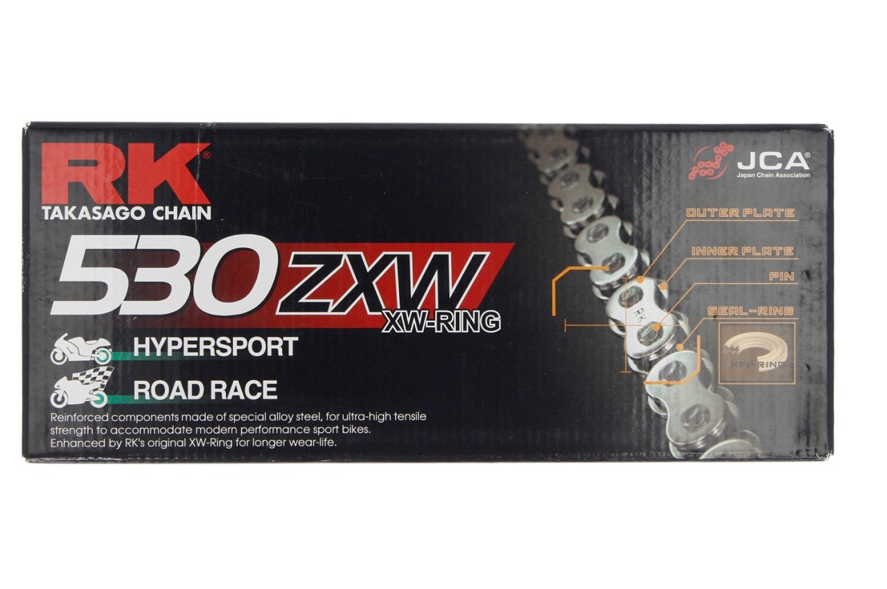 RK ketting XW ring, ZXW, steek: 530/108, open incl. holle klinknagel slot, treksterkte: 5000 kg