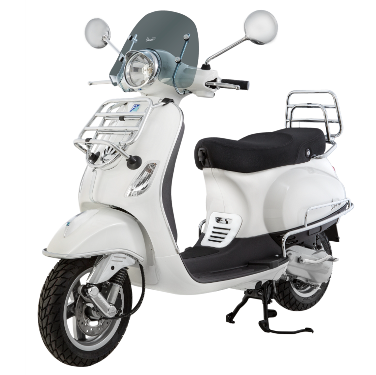 Bagagerek vooraan voor Vespa LX /LXV /S 50-150cc, opvouwbaar, chroom