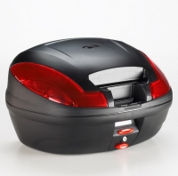 E470 Simply III MONOLOCK Topkoffer zwart met rode reflectoren en plaat zonder deksel Givi