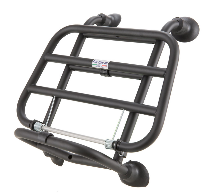 Bagagerek vooraan voor Vespa Primavera /Sprint /Elettrica 50-150ccm, opvouwbaar, matzwart