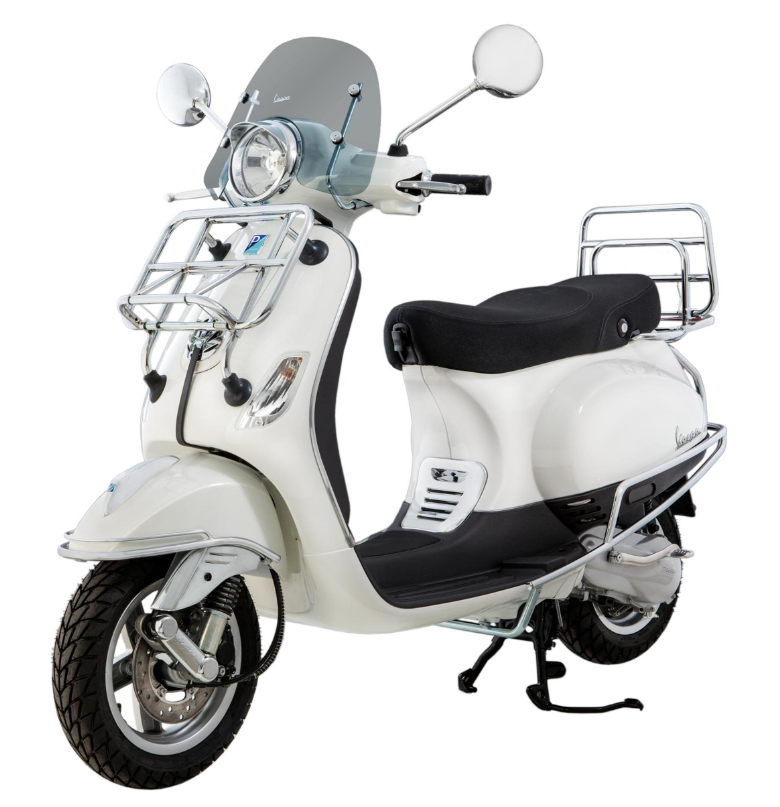 Bagagerek vooraan voor Vespa LX /S 50-150cc, opvouwbaar, chroom