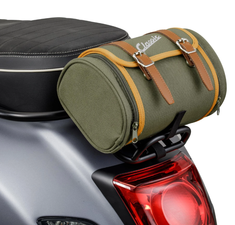 Tas "Classic" bagagedrager/sozihouder achter voor Vespa, canvas, olijfkleurig