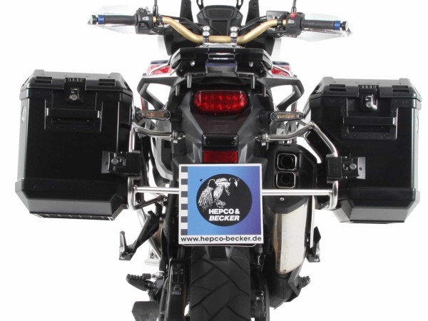 Xplorer uitsnijdkofferset zwart + uitsnijddrager zilver voor Honda CRF1000 Africa Twin Adventure