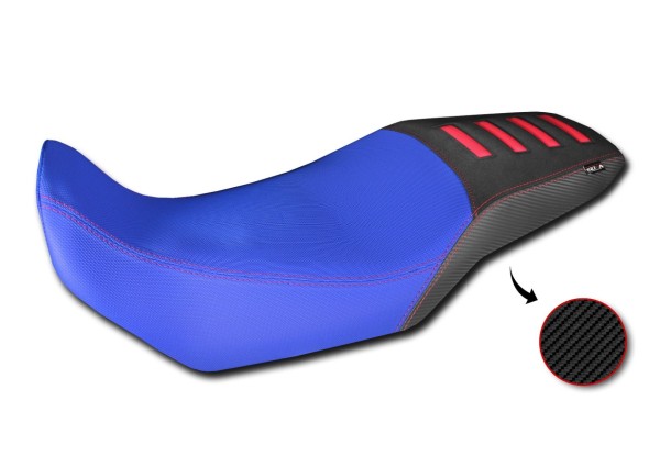 Comfort stoelhoes van 3D-vezel voor Honda XL 750 Transalp, blauw/zwart met rode inleg