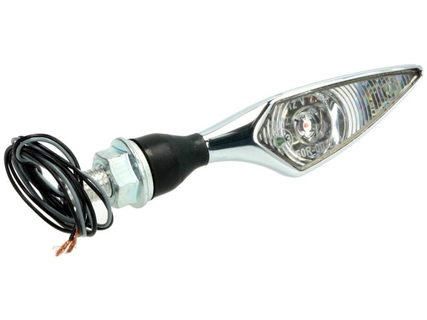 Kellermann indicator, ruit, staal, LED, VL/HR, 12 V, glanzend chroom, M8x20, E-goedgekeurd