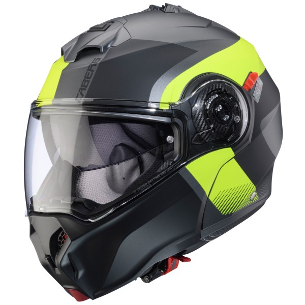 Caberg opklaphelm Duke Evo Indy mat-gun metallic/zwart-fluo-geel