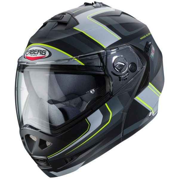 Caberg Duke II Tour helm, mat zwart/antraciet fluo geel
