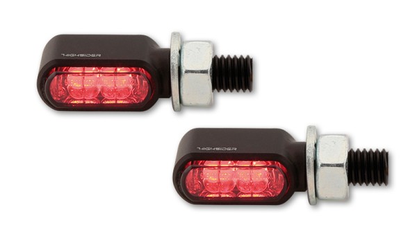 HIGHSIDER pro Little Bronx LED achterlicht, remlicht, knipperlicht zwart/getint 3in1, CNC, E-keurmerk (paar)