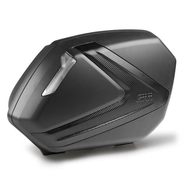 V37 TECH side case set MONOKEY met deksel in carbon look en transparante reflectoren Origineel