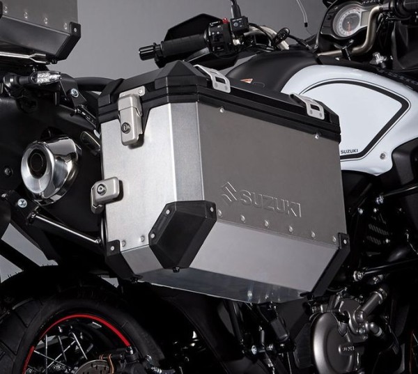 Zijtas "Alu Box" zilver/zwart voor Suzuki V-Strom 650 BJ. 2012-2016