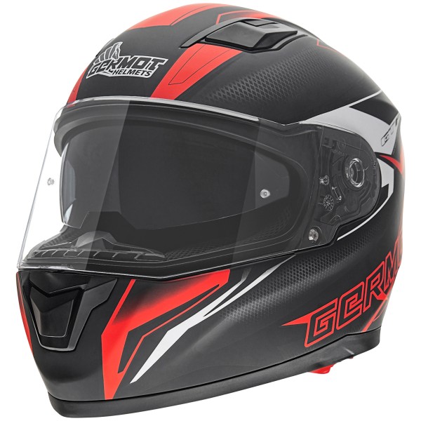 Germot GM 330 integraalhelm, mat zwart/rood
