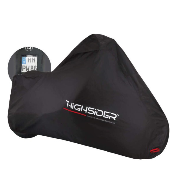 HIGHSIDER pro outdoor afdekzeil zwart L, met kentekenplaatvenster (1pc)
