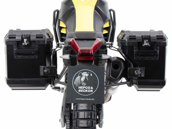 Xplorer uitsnijdkoffer zwart + uitsnijddrager voor Aprilia Tuareg 660 (25-) Hepco & Becker