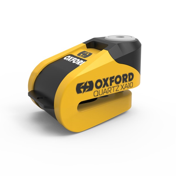 Oxford Quartz XA10 remschijfslot met alarm - Ø10mm Geel/Zwart