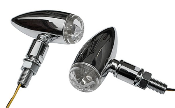 HIGHSIDER Pro Micro-Bullet LED Knipperlichtbehuizing Chroom / Lens Helder (Paar), Voor & Achter