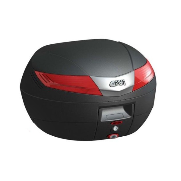 V40 MONOKEY topkoffer 40 liter mat zwart met rode reflectoren Givi