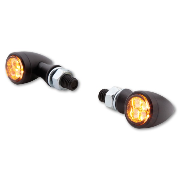 HIGHSIDER Smart Zestien-bullet LED-knipperlichtbehuizing zwart / lens rookgrijs (paar), voor & achter