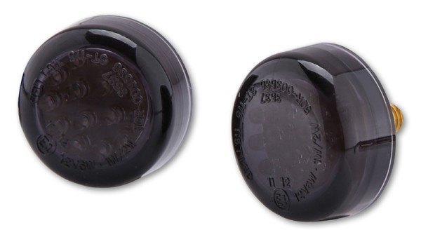 HIGHSIDER Smart Micro Disc LED-indicatorbehuizing zwart / lens rookgrijs (paar), voor & achter