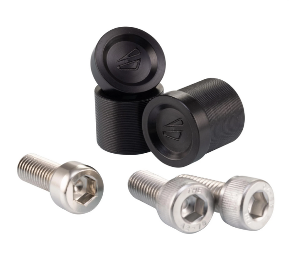 Spiegelgatdeksel links & rechts FABRICA voor Vespa, zwart geanodiseerd