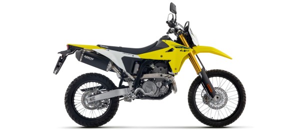 ARROW-uitlaat EXPLORER, aluminium zwart met carbon-eindkap voor Suzuki DR-Z4S (25-)