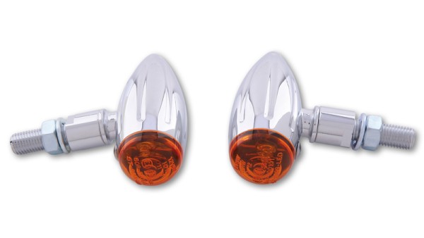 HIGHSIDER Smart Micro-Bullet lamp richtingaanwijzerbehuizing chroom / lens oranje (paar), voor & achter