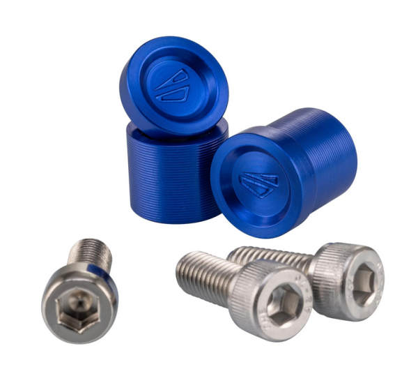 Spiegelgatdeksel links & rechts FABRICA voor Vespa, blauw geanodiseerd