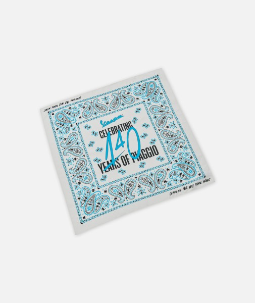 Vespa bandana "140 jaar Piaggio" wit blauw