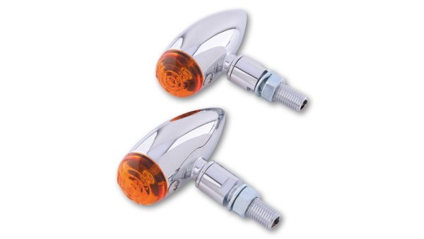 HIGHSIDER Smart Micro-Bullet lamp richtingaanwijzerbehuizing chroom / lens oranje (paar), voor & achter