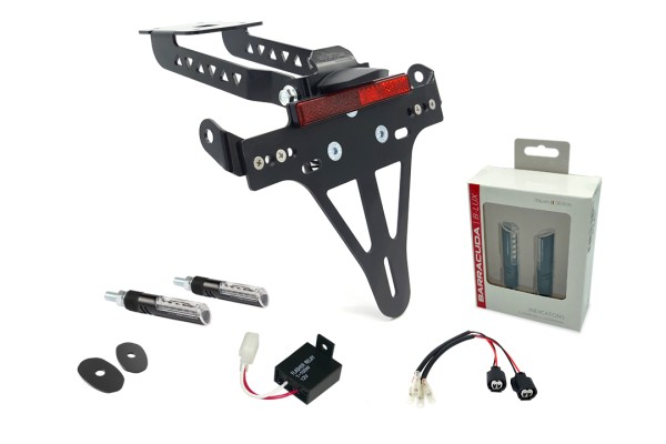 alpha Technik Kennzeichenhalter-Blinker-Kit IDEA (vorne + hinten) für Kawasaki Z650 und Ninja 650 Ty