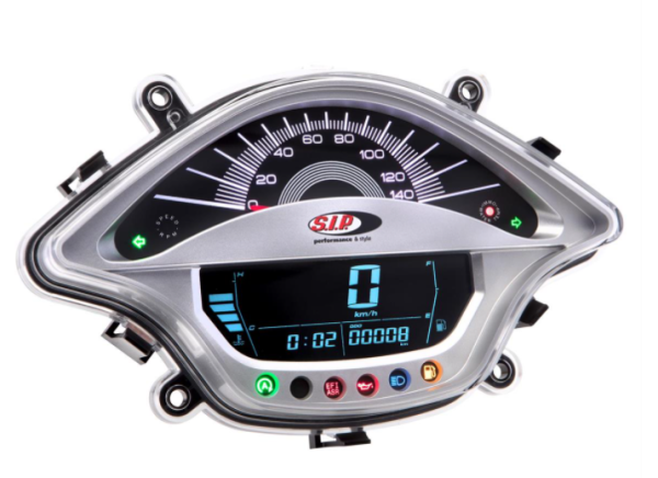 Toerenteller/snelheidsmeter voor Vespa Primavera/Sprint 50-150cc 2T/4T AC, zilver