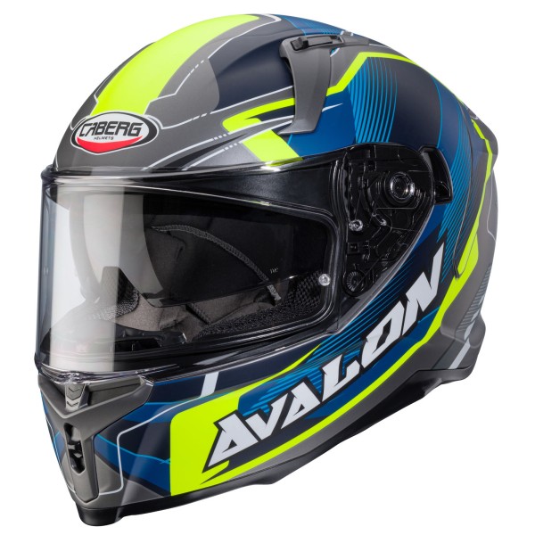 Caberg helm Avalon X Optic mat-grijs/blauw-fluo-geel