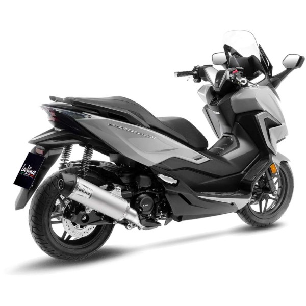 LeoVince uitlaatsysteem LV One Evo voor Honda Forza 350, roestvrij staal zilver, slip on, E-certificaat