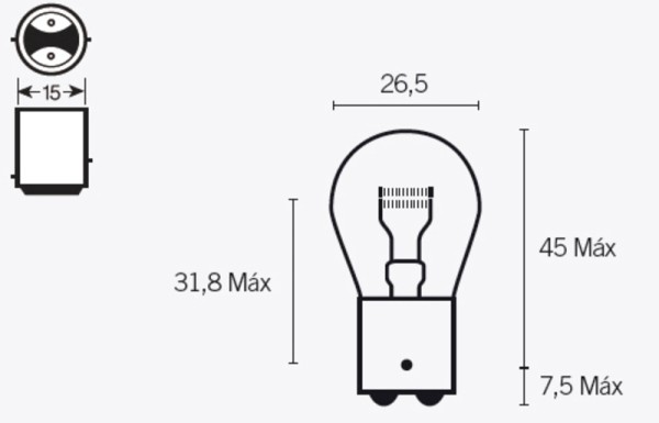 Tecnium S25 lampen 12V 21/5W - x10