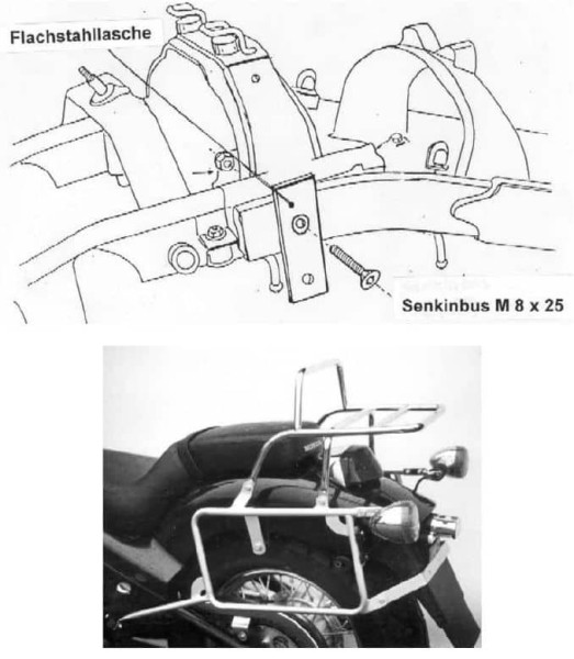 Buisvormig bagagerek topkoffer drager en zijkoffer drager chroom voor Honda VT 600 C (88-00)