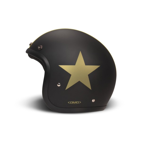 DMD jethelm Retro, zwart, mat, Star Gold, glasvezel, ECE 22.06