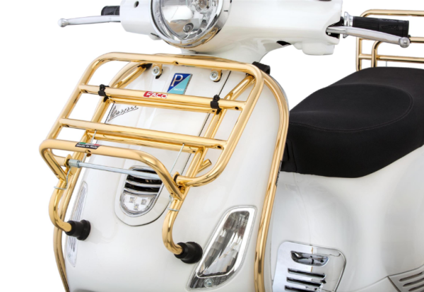 Bagagerek vooraan voor Vespa LX/LXV 50-150cc, opvouwbaar, goud