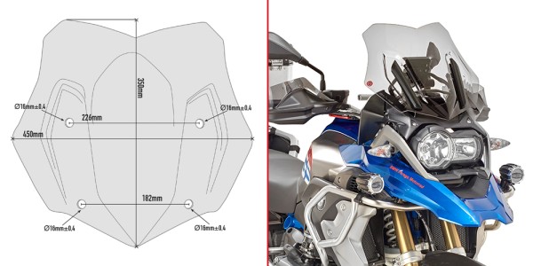 Windscherm getint voor BMW R 1200 GS (My. 16-18) / R 1200 GS Adventure (My. 16-18) / R 1250 GS (19 -)