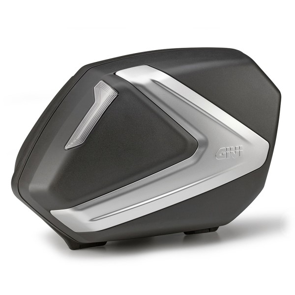 V37 TECH zij kofferset MONOKEY met zilveren afdekplaat en transparante reflectoren Givi