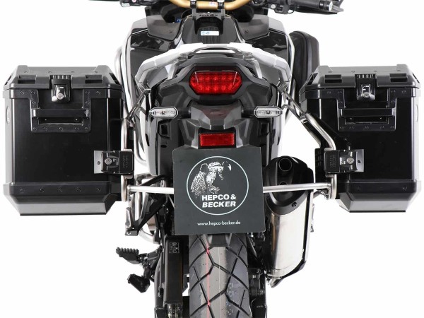 Xplorer uitsnijdkofferset zwart + uitsnijddrager zilver voor CRF 1100 Africa Twin /Adventure (20-23)