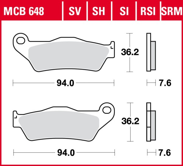 TRW-remblokkenset MCB648SH, gesinterd metaal, goedgekeurd volgens ECE R90