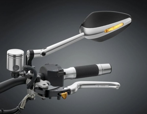 Spiegel RIZOMA "Veloce L naked" links of rechts met indicator voor Vespa, zilver geanodiseerd