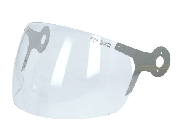 Helmscherm, transparant, met chromen houder voor Vespa-helm Argentario, Officina 8