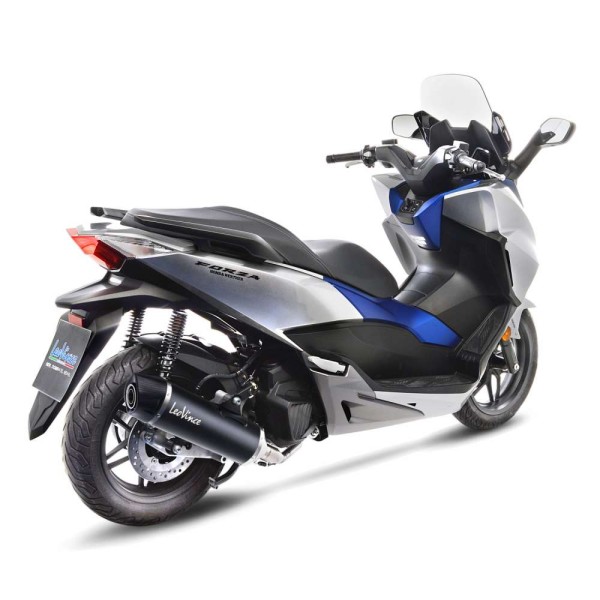 LeoVince compleet systeem SBK Nero voor Honda Forza 125, roestvrij staal zwart, Euro4, E-certificaat