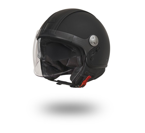 Helmo Milano Demi Jet, PelleDura Premium, zwart mat met zwart ecoleer
