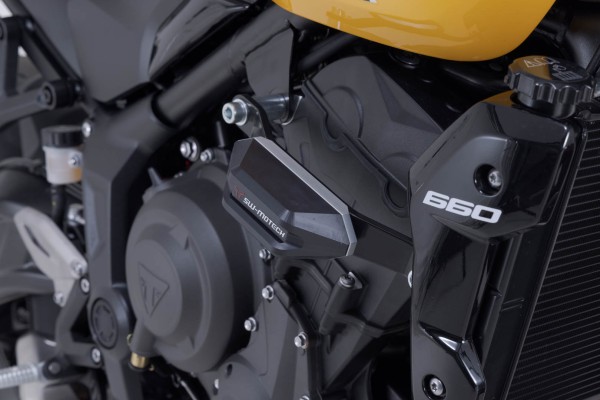 SW-Motech valbeschermingsset voor montage op het frame van de Triumph Trident 660/800 en Tiger Sport 660