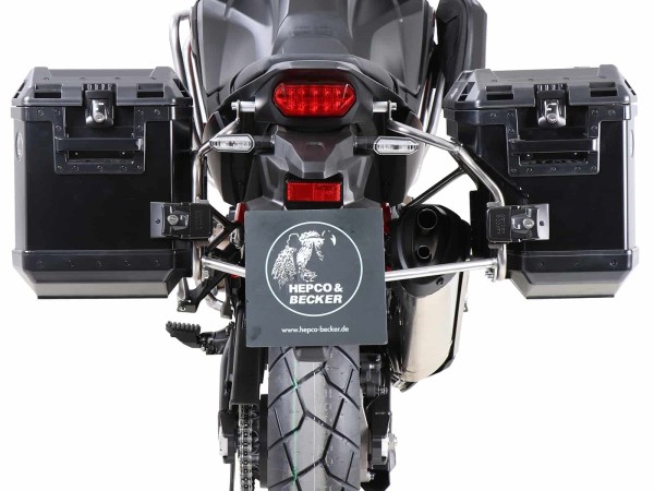 Xplorer uitsnijdkofferset zwart + uitsnijddrager zilver voor Honda CRF1000 Africa Twin Adventure