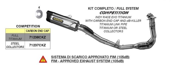 ARROW COMPETETION Komplettanlage mit INDY RACE EVO Endschalldämper für Triumph Street Triple 765 RS