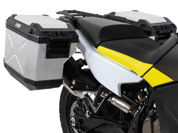 Xplorer koffer zilver + uitgesneden drager voor Husqvarna Norden 901 (22-) Hepco & Becker