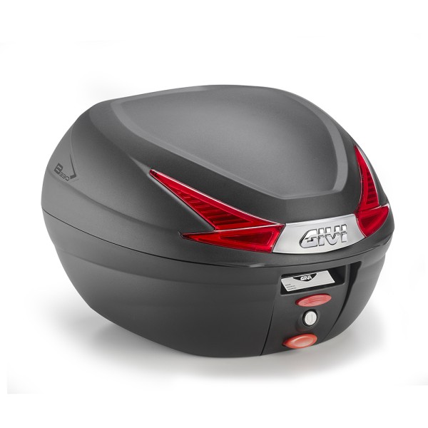 B330 MONOLOCK Topkoffer zwart met rode reflectoren en plaat Givi