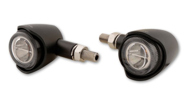HIGHSIDER Pro Akron-X LED Mini Knipperlichtbehuizing Zwart / Lens Rookgrijs (Paar), Voor & Achter